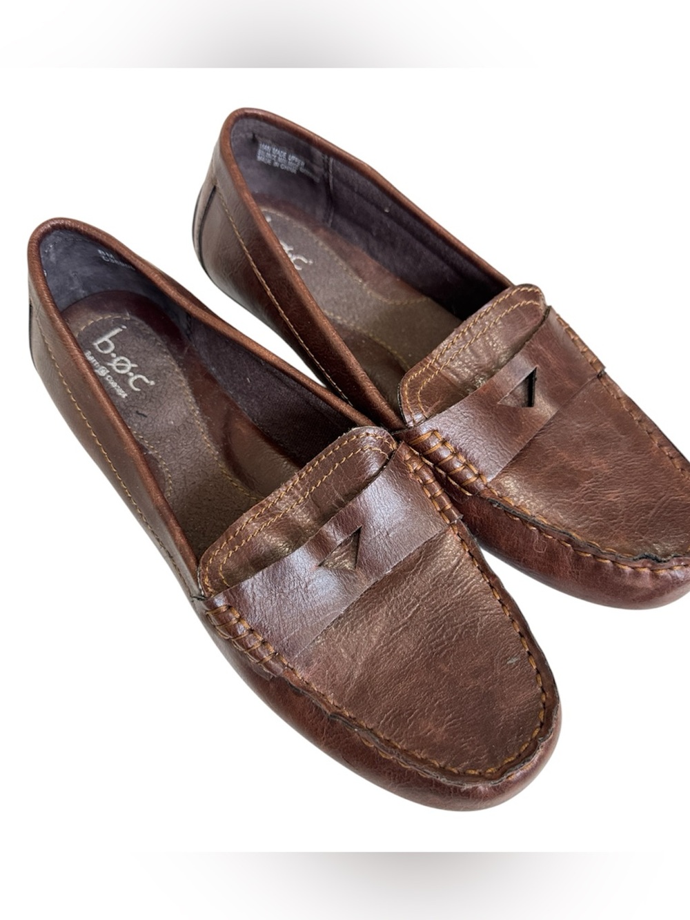 BOC Brown Leather Driving Shoes Womens 8 Loafers Flats Comfortable Classic